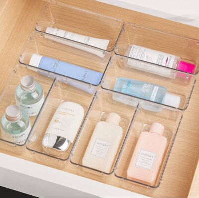 Make up/ Desk Organizer - Set of 6 Pieces -Frosted Clear - Image 4