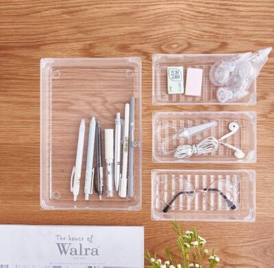 Make up/ Desk Organizer - Set of 6 Pieces -Frosted Clear - Image 3