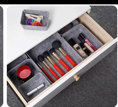 Felt Drawer Organizer-8 piece Set - Grey -Desk- Dressing - Image 4