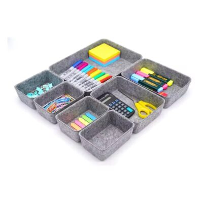 Felt Drawer Organizer-8 piece Set - Grey -Desk- Dressing