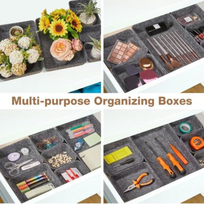 Felt Drawer Organizer - dark grey- 7 piece set - Image 6