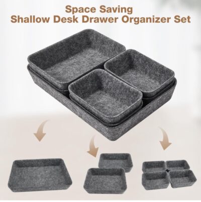 Felt Drawer Organizer - dark grey- 7 piece set - Image 2