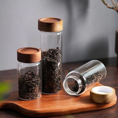 Acacia Pantry Glass Jar- Acacia Lid - Image 6