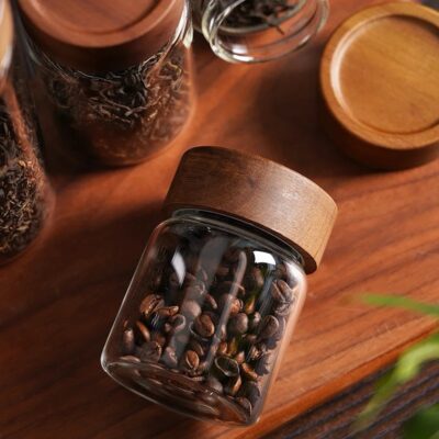 Acacia Pantry Glass Jar- Acacia Lid - Image 5