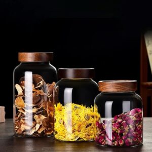 Acacia Pantry Glass Jar- Acacia Lid