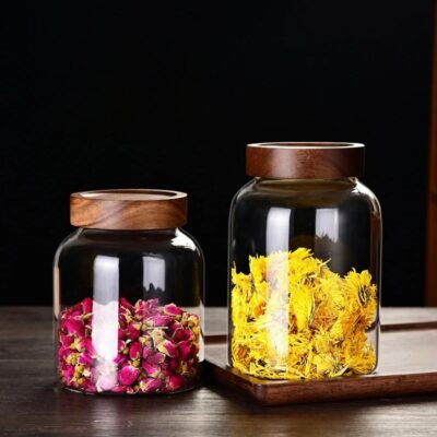 Acacia Pantry Glass Jar- Acacia Lid - Image 7