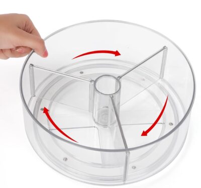 Clear Acrylic Divided Rotating Organizer