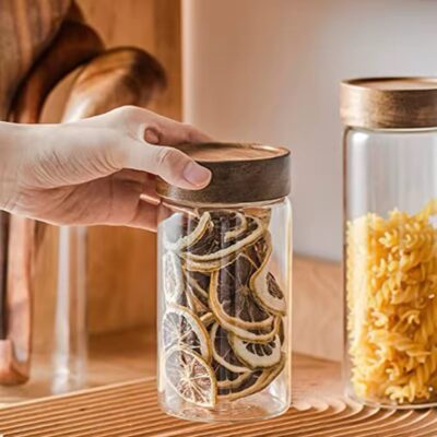 Acacia Pantry Glass Jar- Acacia Lid - Image 2