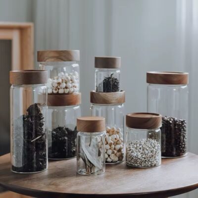 Acacia Pantry Glass Jar- Acacia Lid - Image 3