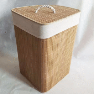 Corner_Bamboo Laundry Basket with Lid