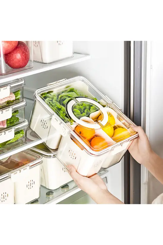 Fridge Salad Box-3 bins with drainage - Image 2