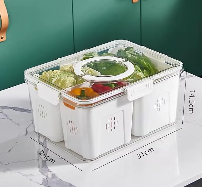 Fridge Salad Box-3 bins with drainage - Image 4