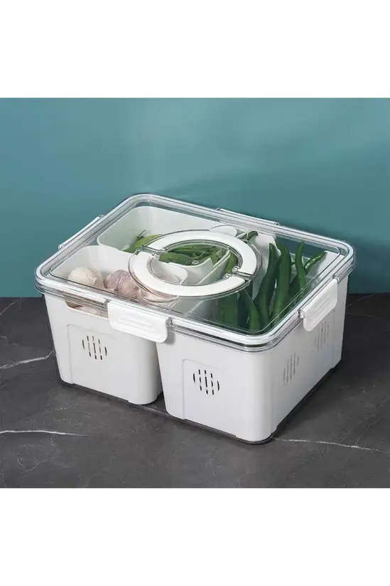 Fridge Salad Box-3 bins with drainage - Image 3
