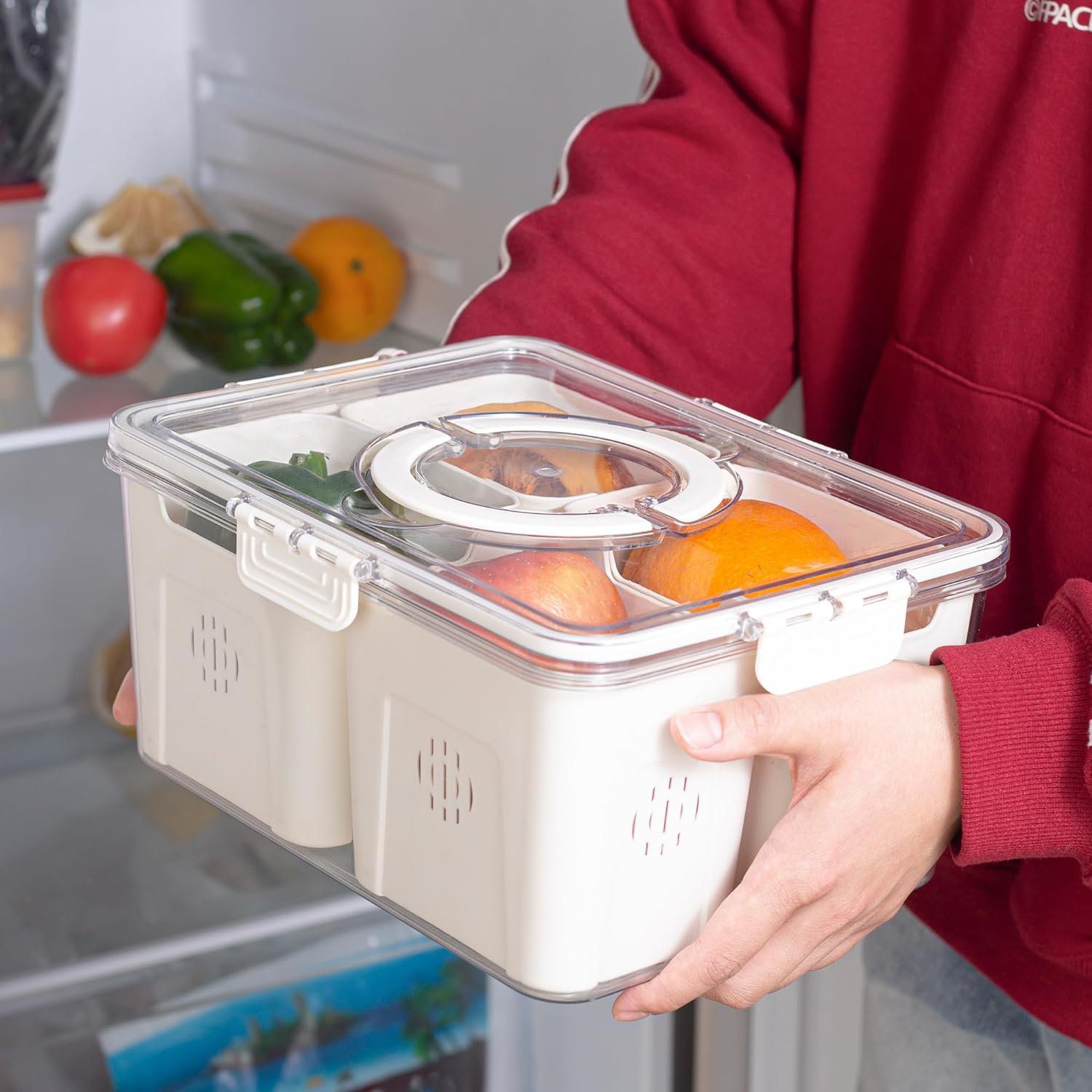 Fridge Salad Box-4 bins with drainage