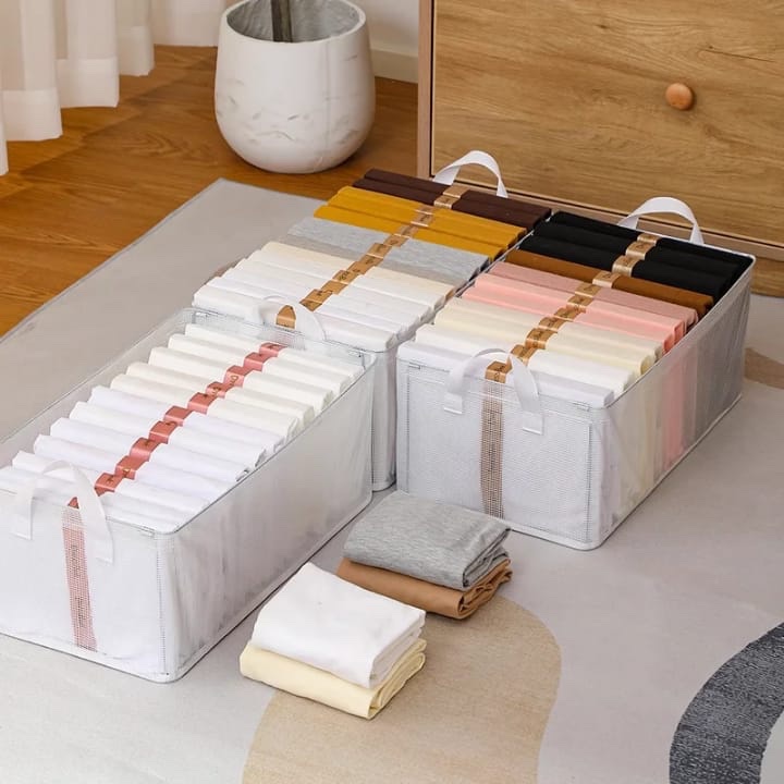 Foldable Wardrobe Organizer- Transparent White - Image 5