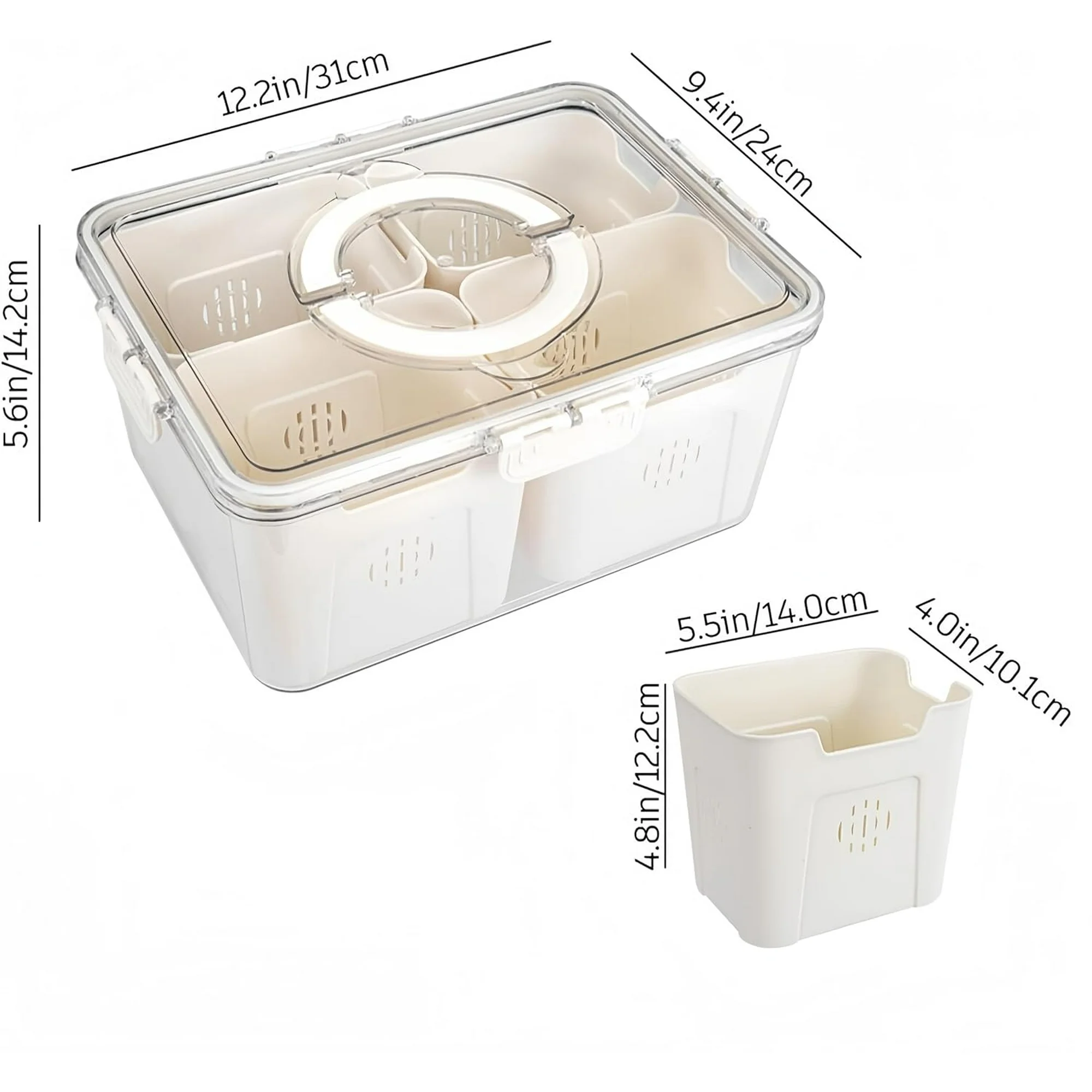 Fridge Salad Box-4 bins with drainage - Image 3