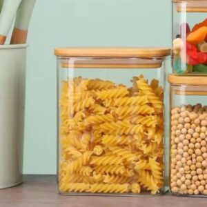 Rectangular Glass Jar with Bamboo Lid
